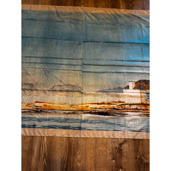 Doue by MFPA Coastal Landscape Scarf Watercolor Beach House Sarong 75x41 - Picture 3 of 9